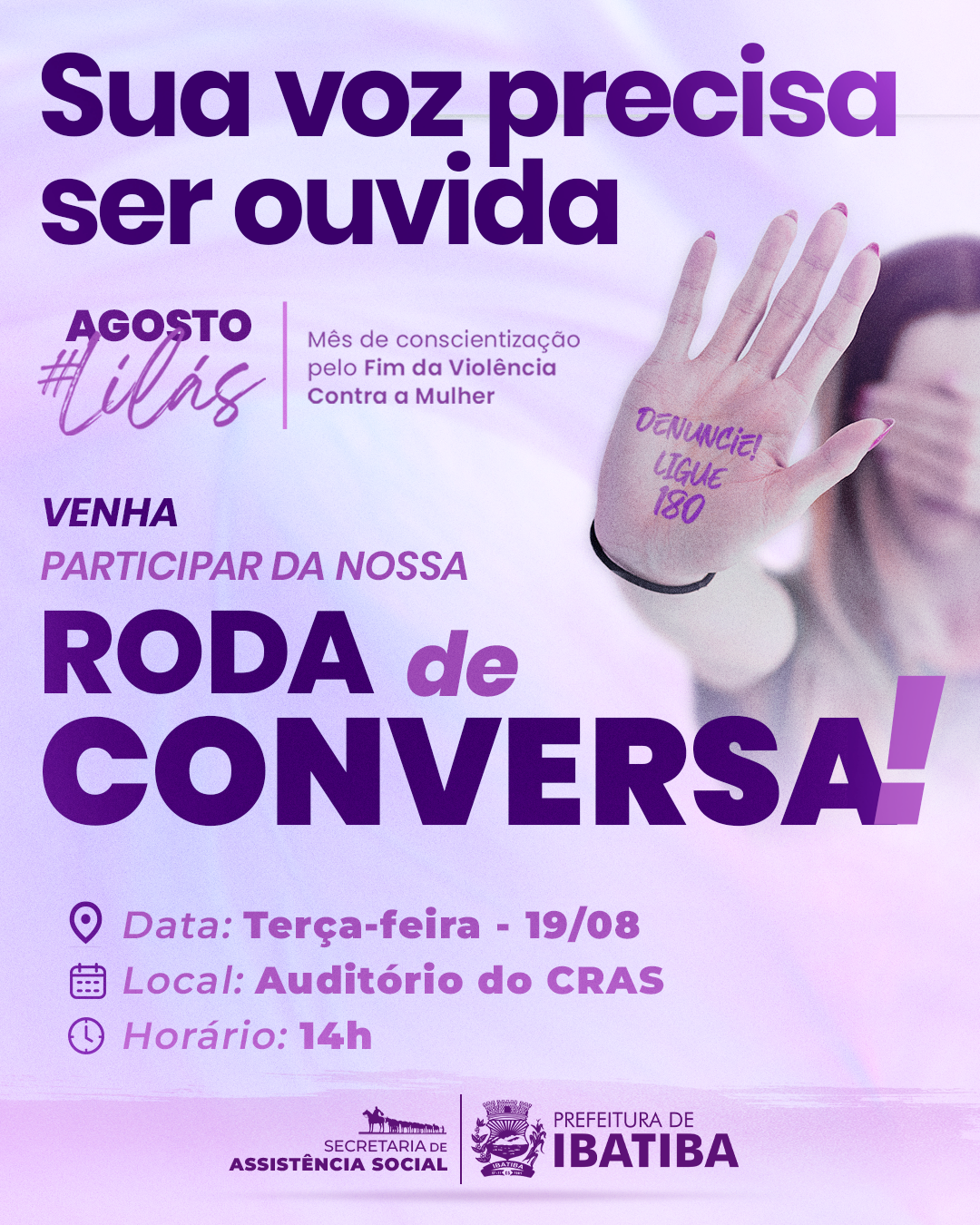 Roda de Conversa especial sobre violência contra a mulher.