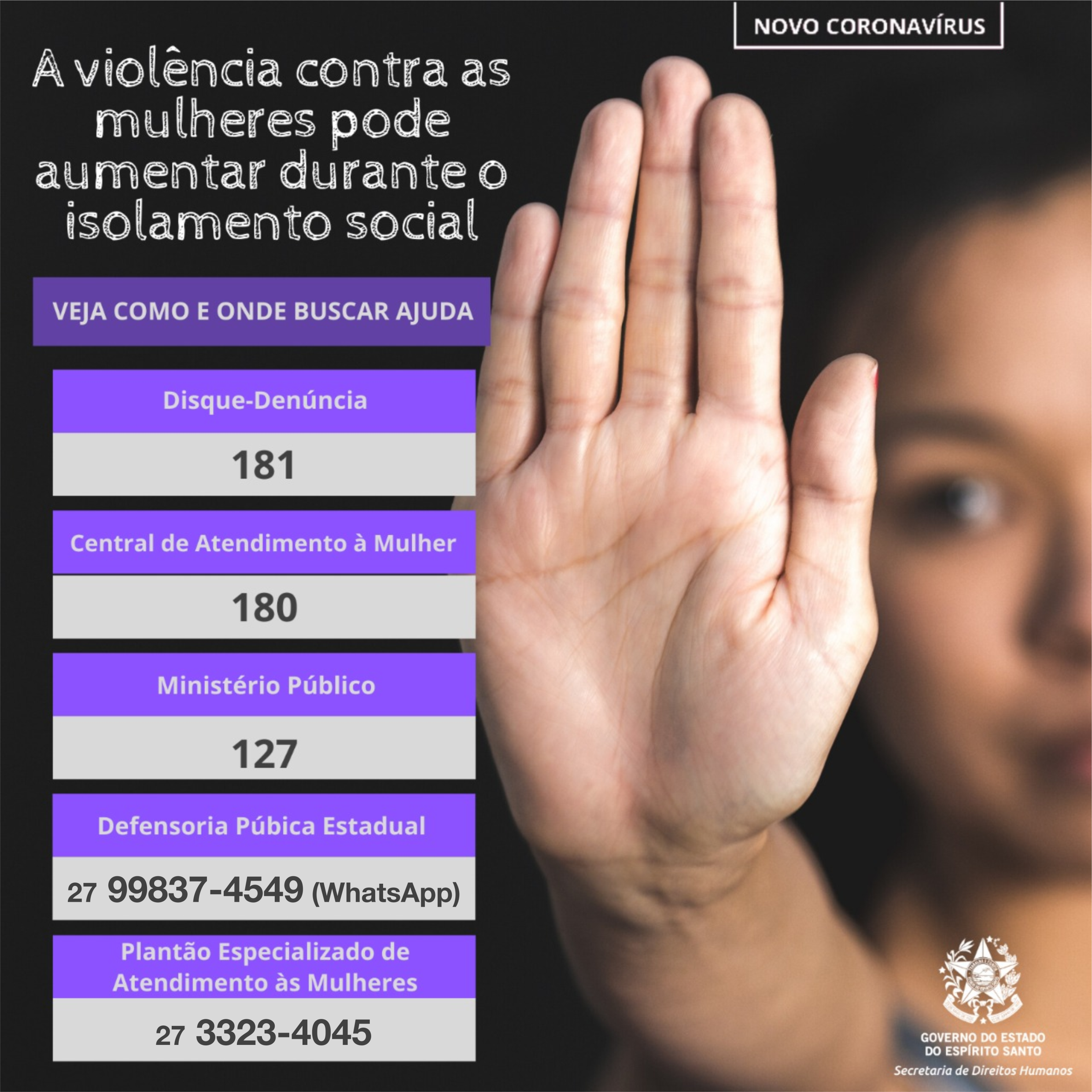 ATENÇÃO: A VIOLÊNCIA CONTRA MULHER PODE AUMENTAR DURANTE O PERÍODO DE ISOLAMENTO