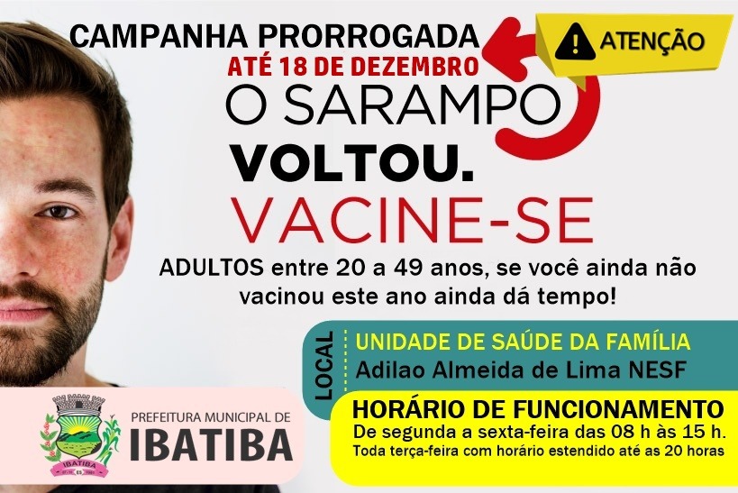 Vacinação contra Poliomielite e Sarampo tem nova prorrogação em todo os Estado