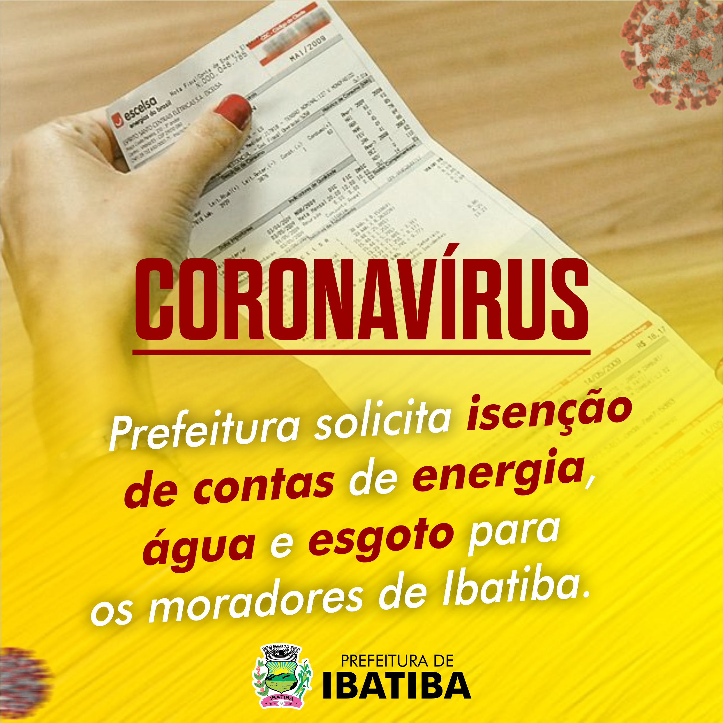 Prefeitura solicita isenção de contas de energia, água e esgoto para os moradores