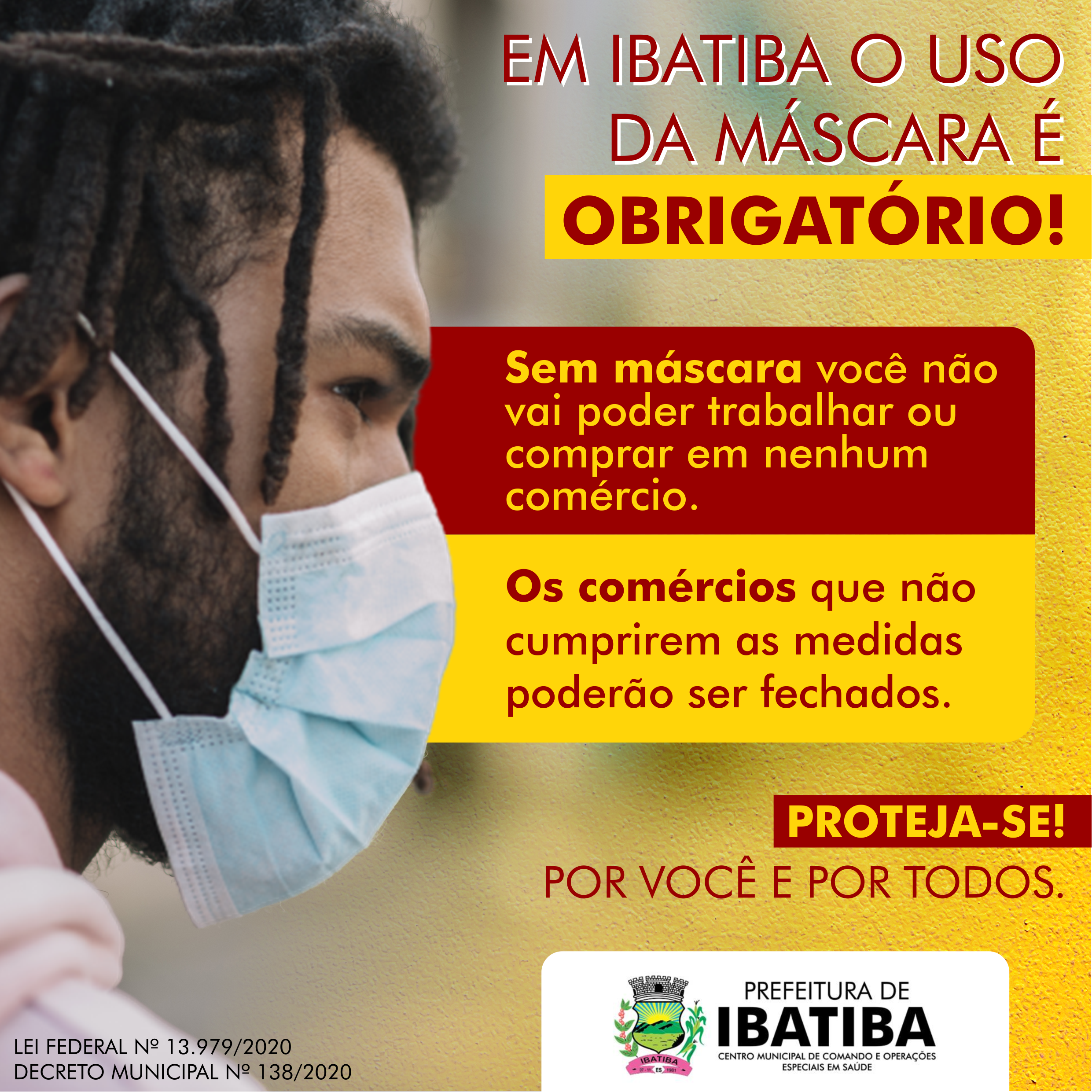 Em Ibatiba o uso de máscara é obrigatório e o descumprimento é passível de penalidades