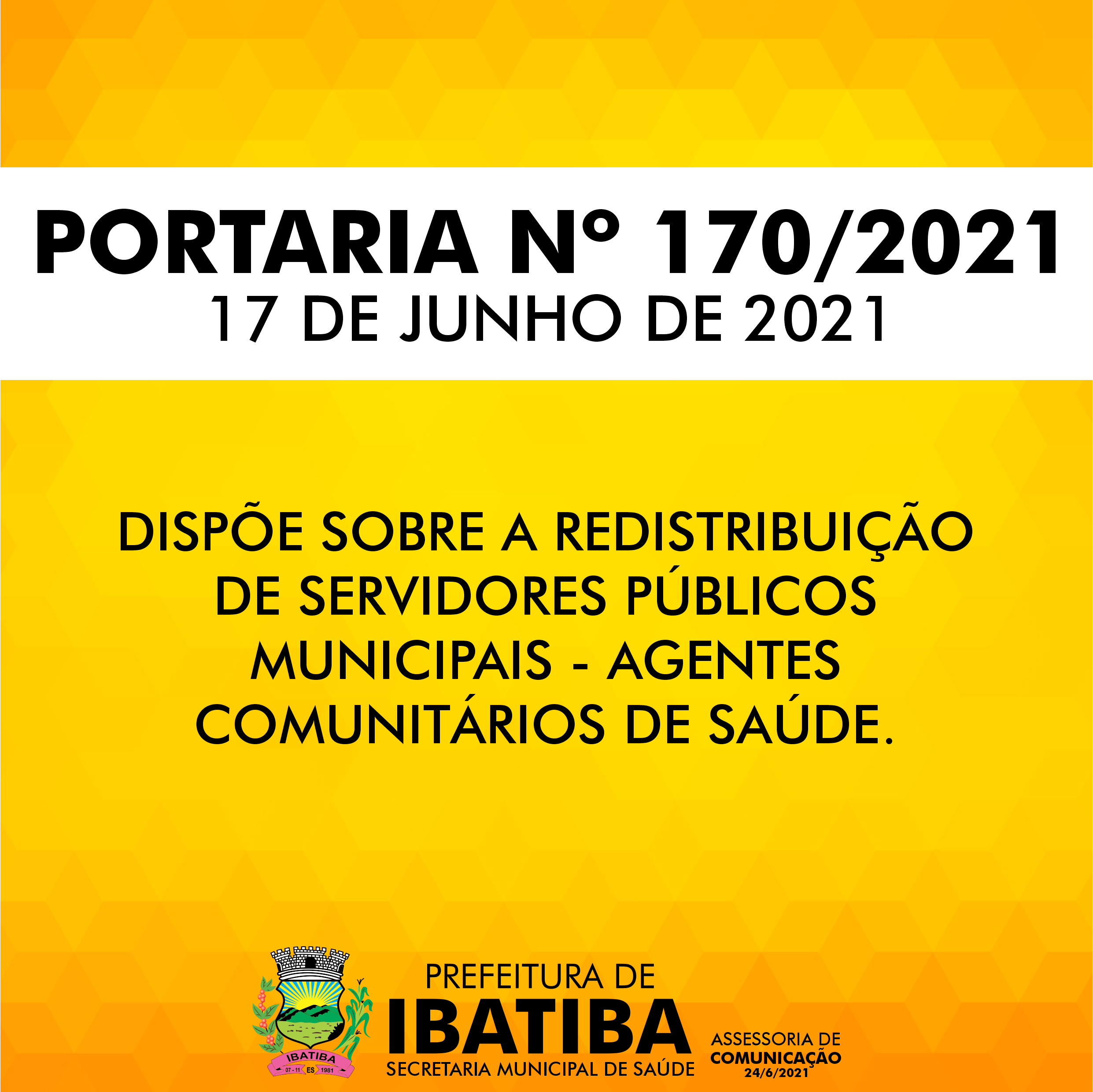 Portaria redistribui agentes comunitários de saúde em Ibatiba 