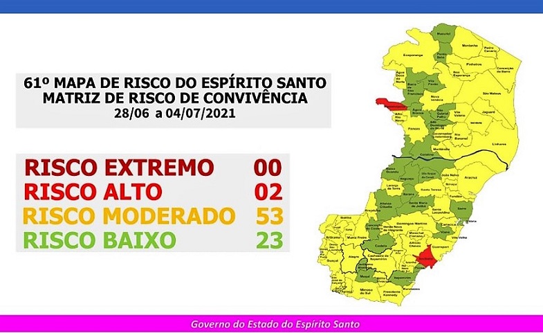 Ibatiba retorna ao Risco Moderado, depois de semanas seguidas em Risco Alto