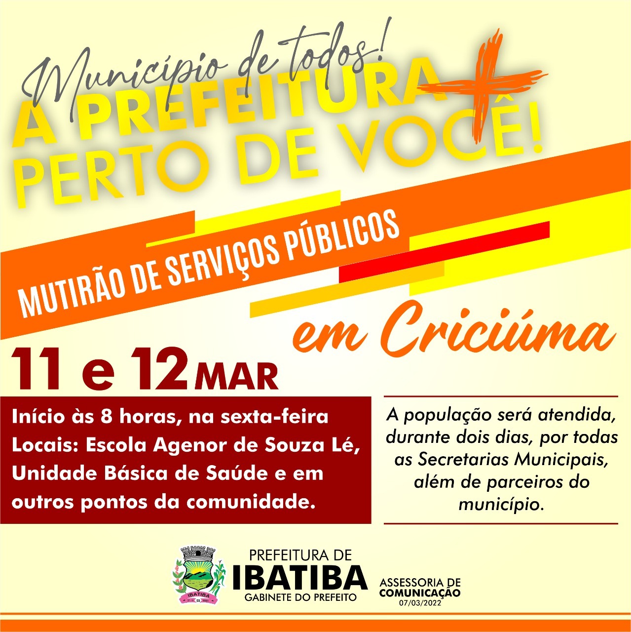 Mutirão de Serviços Públicos acontece em Criciúma nesta sexta e sábado