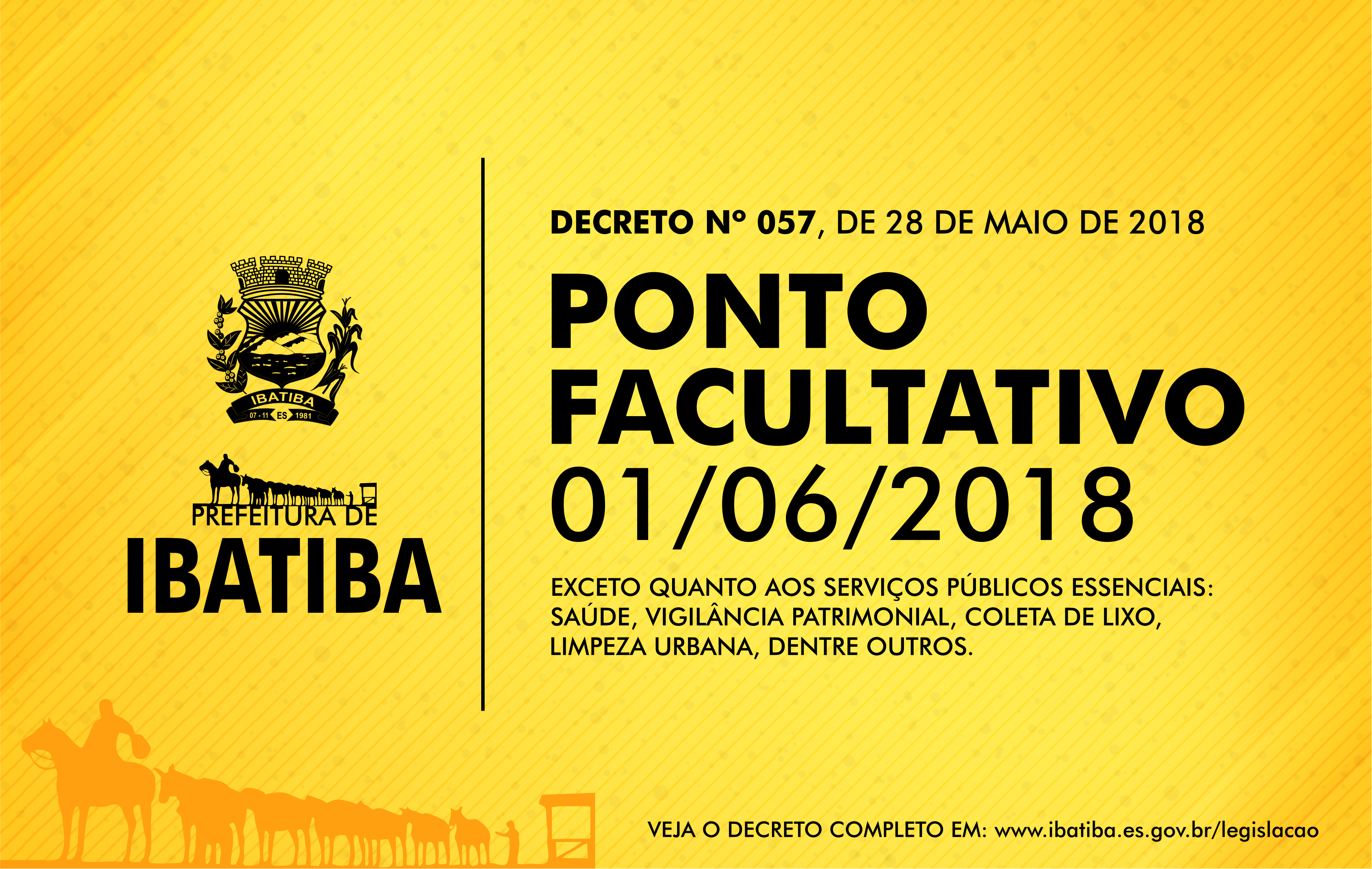 Prefeitura decreta ponto facultativo: 1º de junho