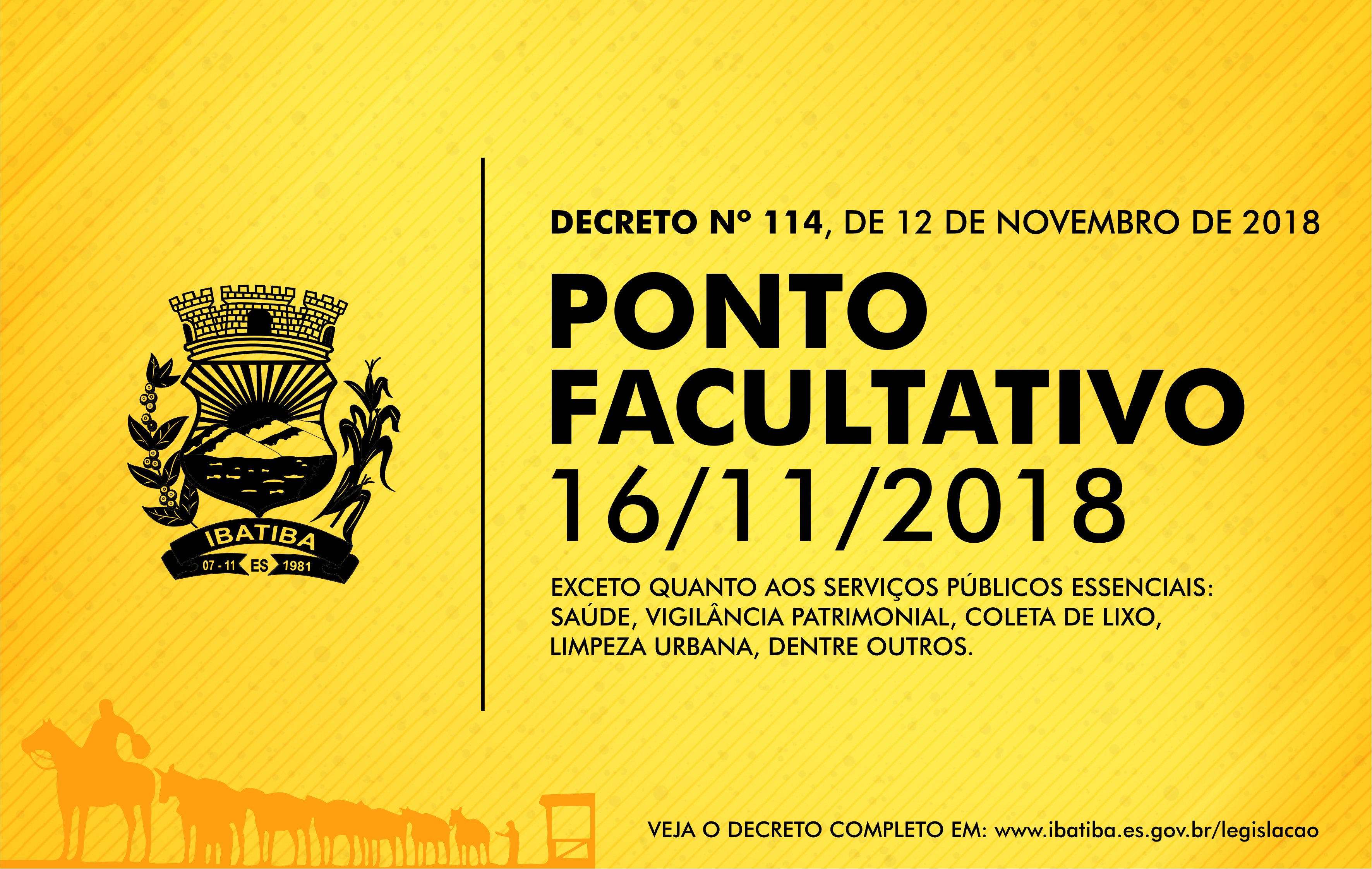 Prefeitura decreta ponto facultativo: 16 de Novembro