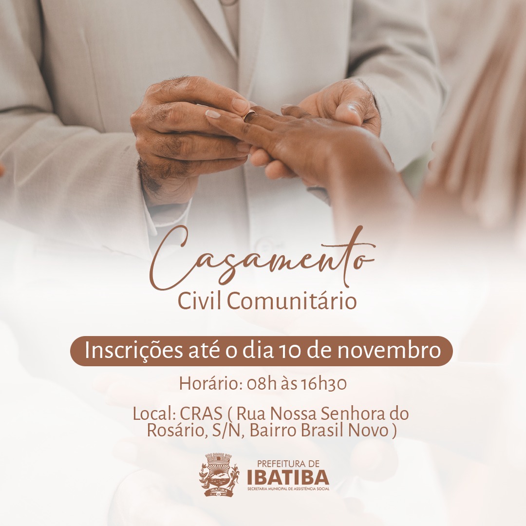 Casamento Civil Comunitário em Ibatiba com inscrições abertas